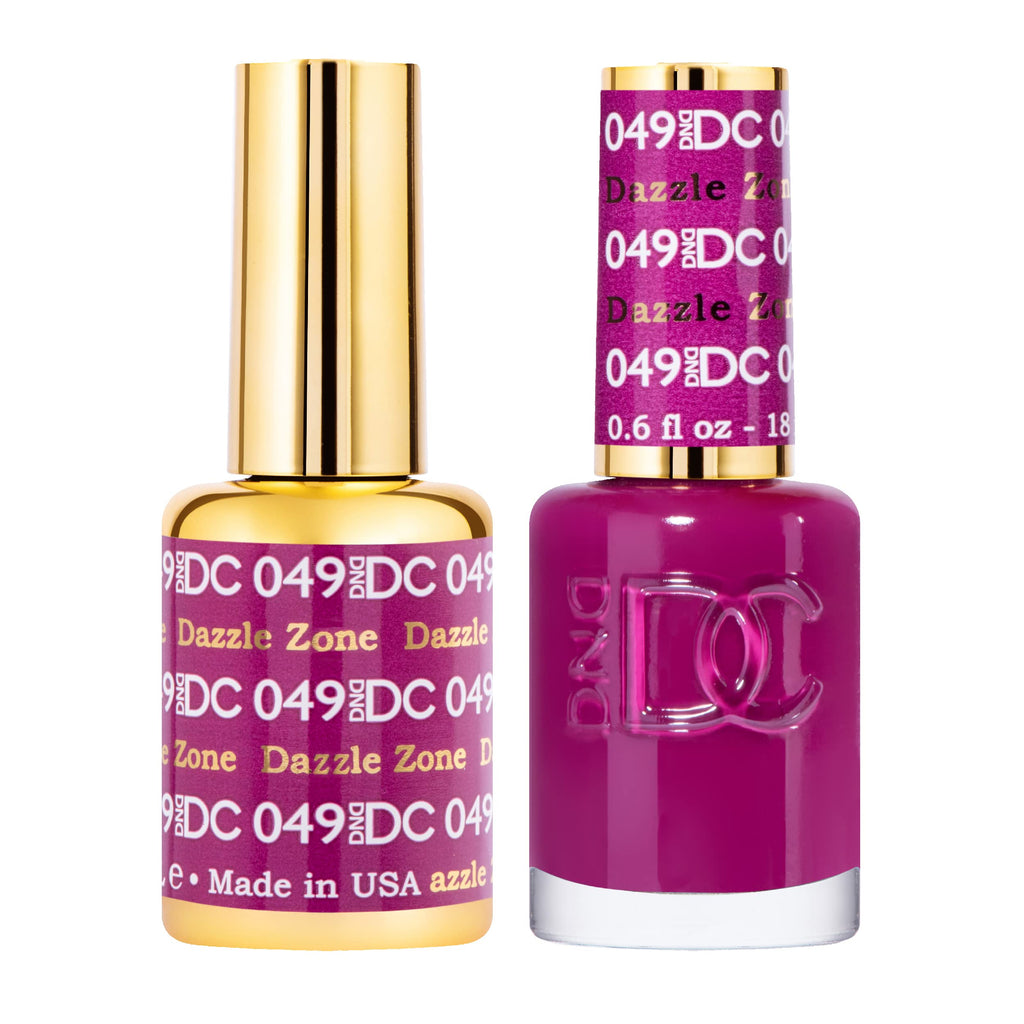 DAISY DND DC Gel Polish Set – Purple Collection, UV/LED Gel + Air Dry Lacquer, Matching Chip-Free Duo (049 Dazzle Zone, 0.5 fl oz each)