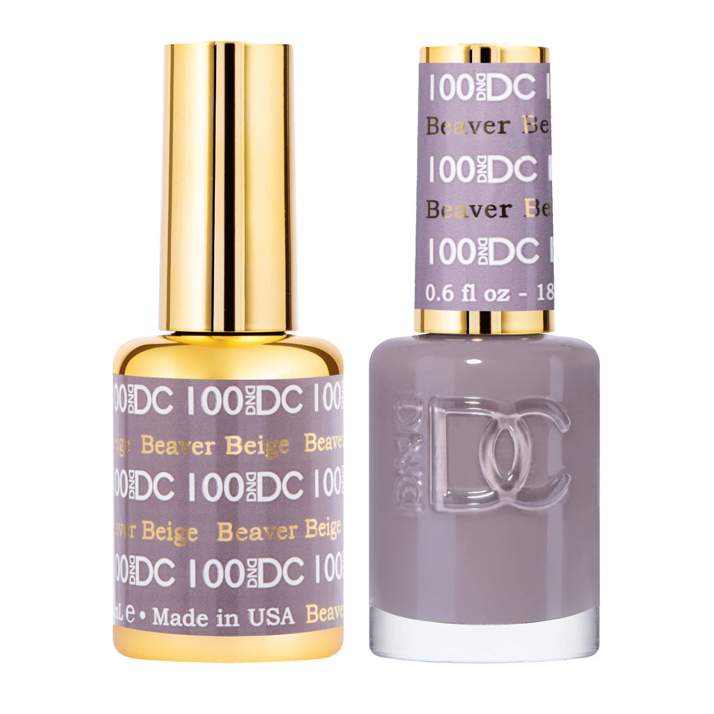 DAISY DND DC Gel Polish Set – Grey Collection, Beaver Beige #100, 0.5 Fl Oz (Gel + Lacquer Duo)