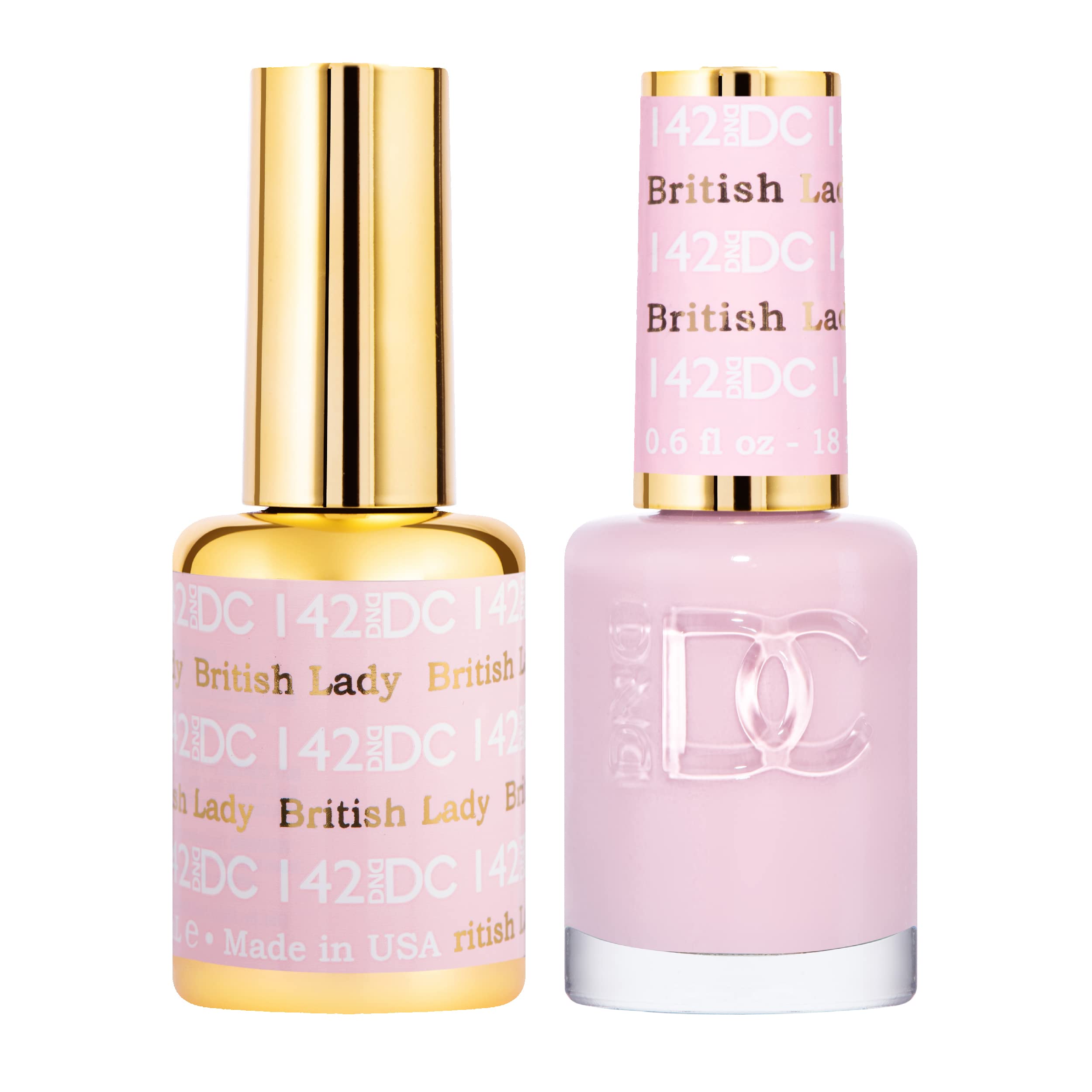 DAISY DND DC Gel Polish Set – Pink Collection (142 British Lady), UV/LED GelPolish & Air Dry Lacquer, 0.5 fl oz Each