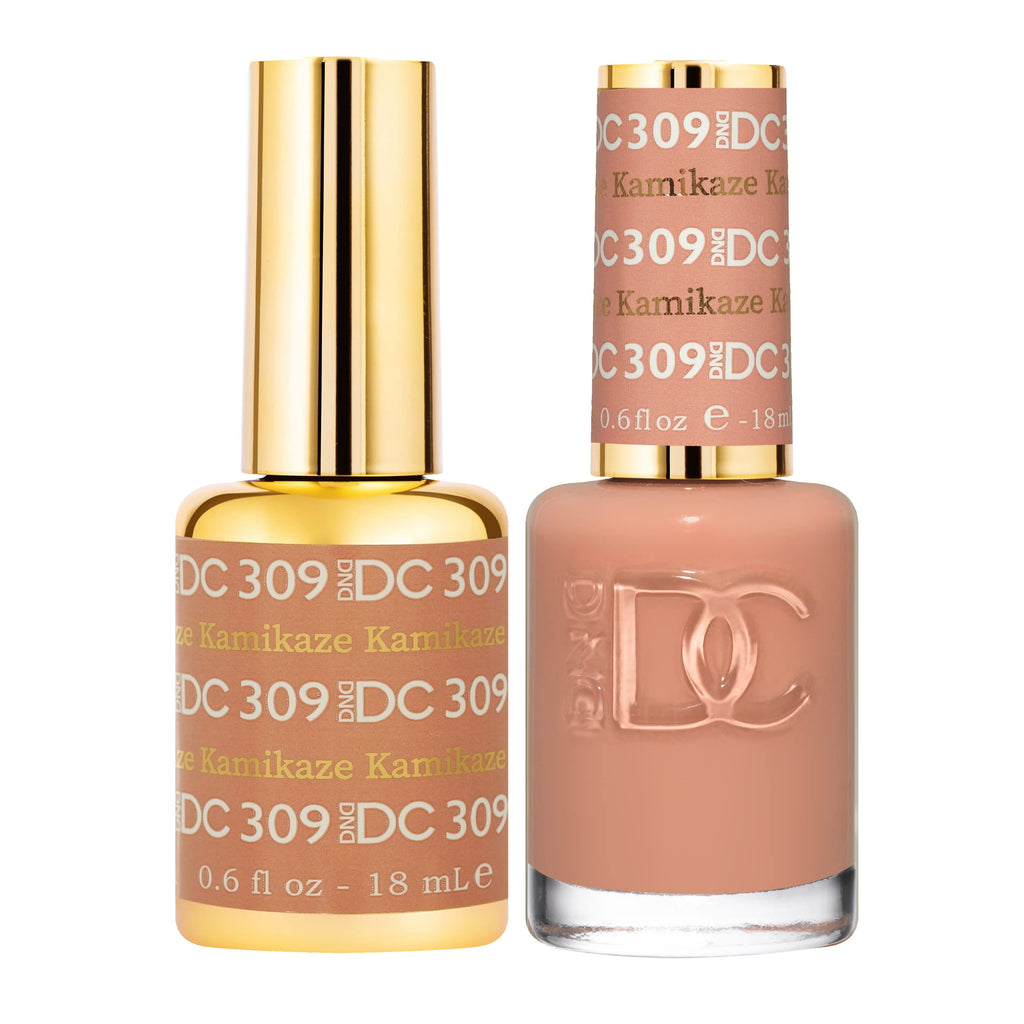 DAISY DND DC Gel Polish Set – Deep Nude Collection (309 Kamikaze) – UV/LED Gel Polish & Air-Dry Lacquer Duo | 0.5 fl oz