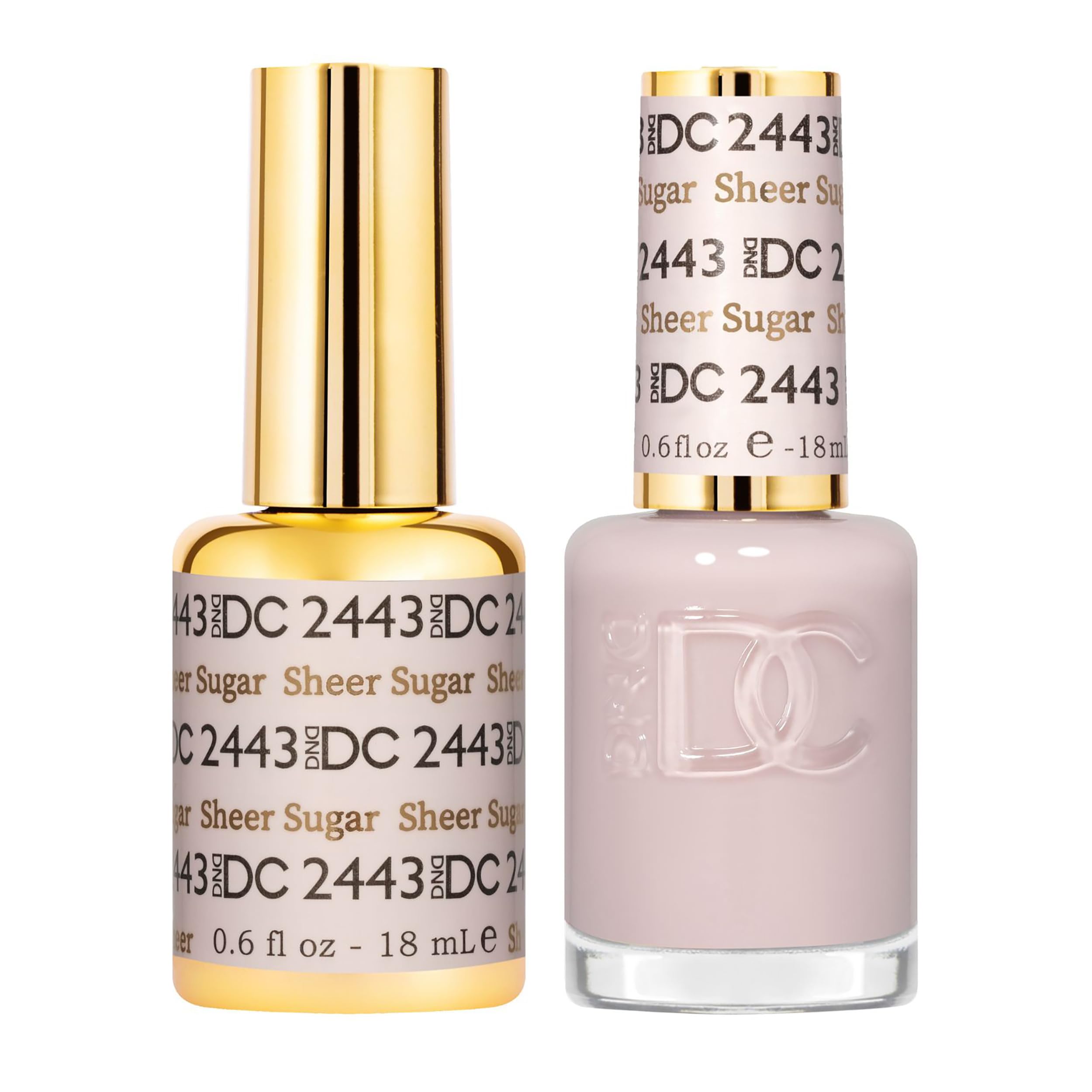 DAISY DND DC Gel Polish Set – Sheer Sugar 2443, Gel + Air Dry Lacquer Duo (0.5 fl oz each)