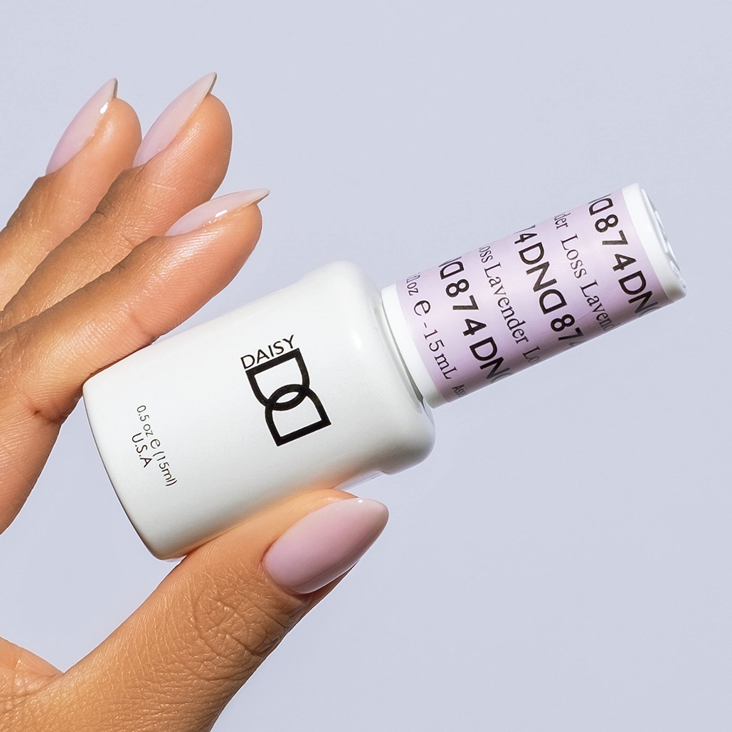 DAISY DND Gel Polish Set – Loss Lavender #874 (Sheer Lilac) Duo Pack, Gel + Lacquer, 0.5 fl oz