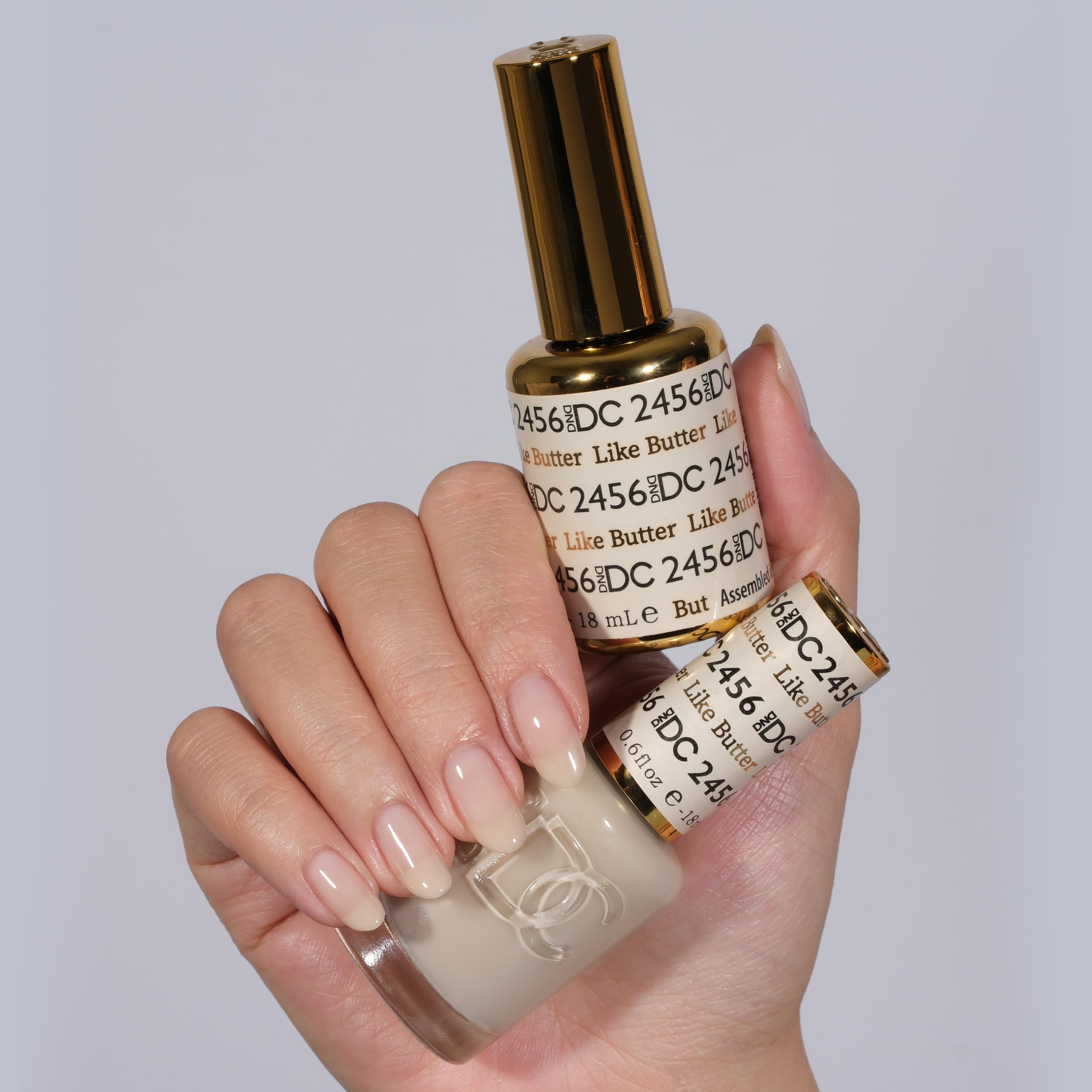 DND DC Gel Polish Set – Like Butter 2456, Sheer Gel + Matching Air Dry Lacquer Duo