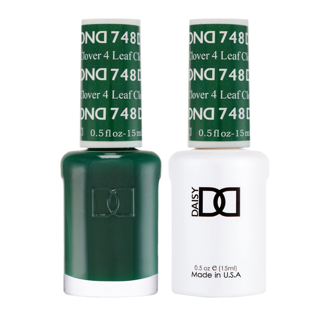 DAISY DND Gel Polish Set – Green Collection Duo, 4 Leaf Clover #748 (Gel + Lacquer, 0.5 fl oz each)