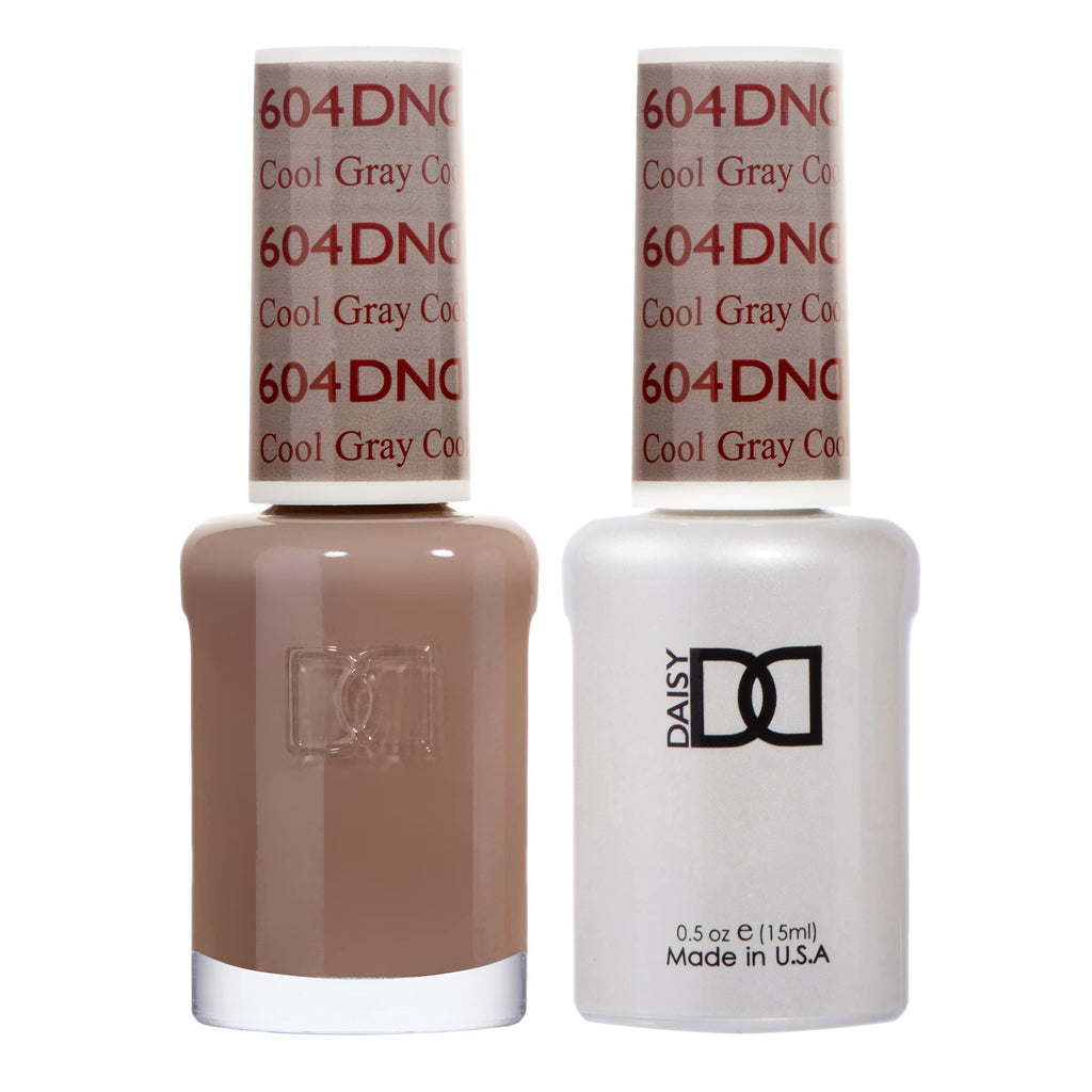 DAISY DND Gel Polish Set Grey Collection 604 Cool Gray – Gel Polish + Matching Lacquer Duo 0.5 Fl Oz