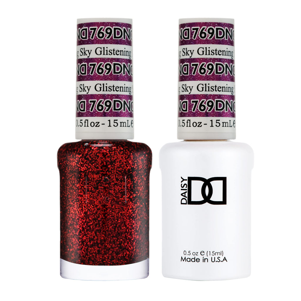 DAISY DND Gel Polish Set - Glistening Sky 769 Red Gel + Lacquer, 0.5 oz Each