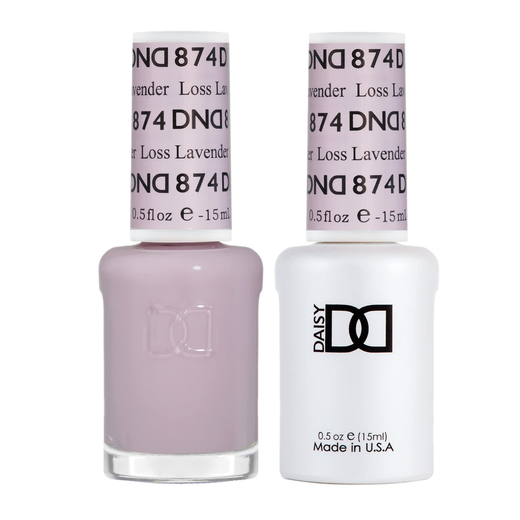 DAISY DND Gel Polish Set – Loss Lavender #874 (Sheer Lilac) Duo Pack, Gel + Lacquer, 0.5 fl oz