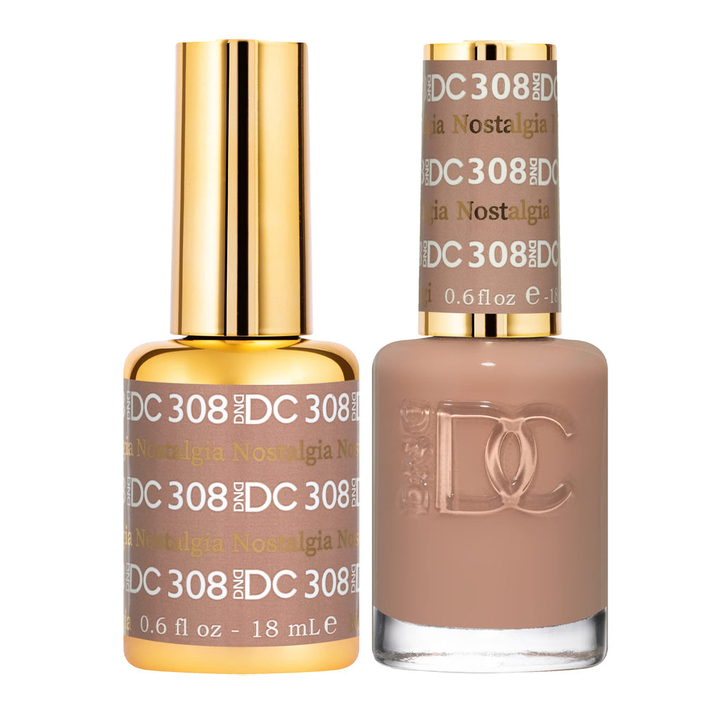 DAISY DND DC Gel Polish Set – Nostalgia 308 Deep Nude Duo (Gel + Lacquer), 0.5 fl oz