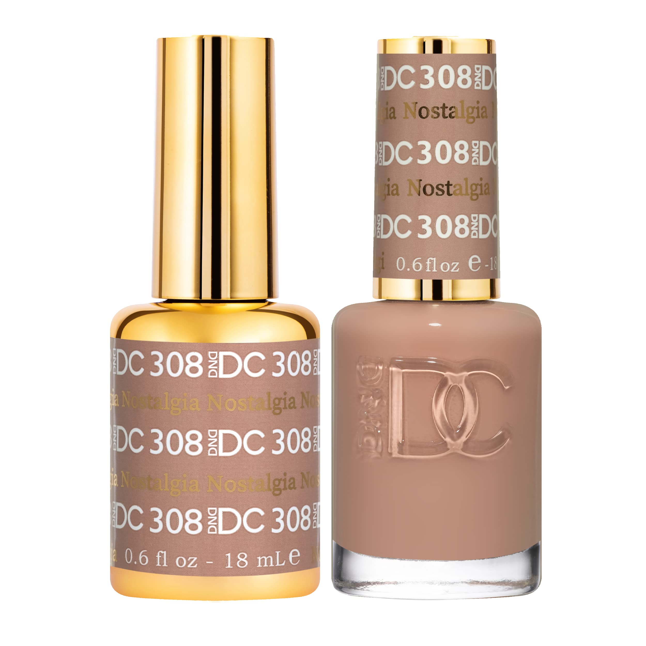 DAISY DND DC Gel Polish Set – Nostalgia 308 Deep Nude Duo (Gel + Lacquer), 0.5 fl oz
