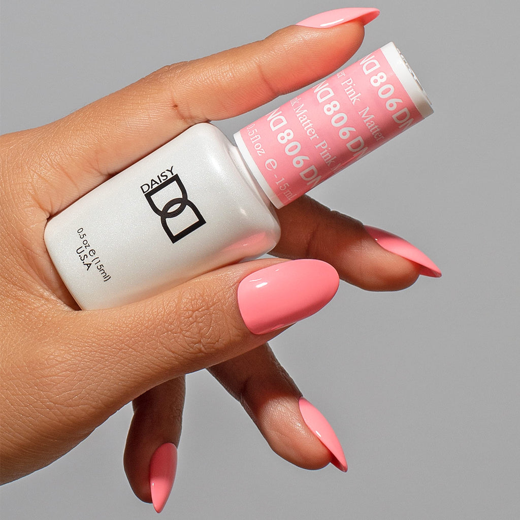 DAISY DND Gel Polish Set – Pink Collection, Matching UV/LED Gel Polish + Air Dry Lacquer, 806 Pink Matter, 0.5 fl oz
