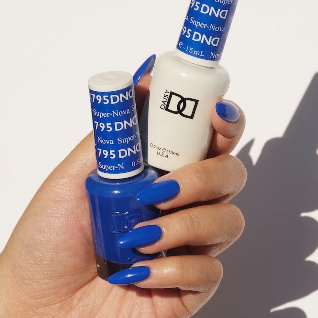 DAISY DND Gel Polish Set - Blue Collection, UV/LED Gel Polish & Air Dry Lacquer, Chip-Free Matching Duo, 795 Super-Nova, 0.5 Fl Oz