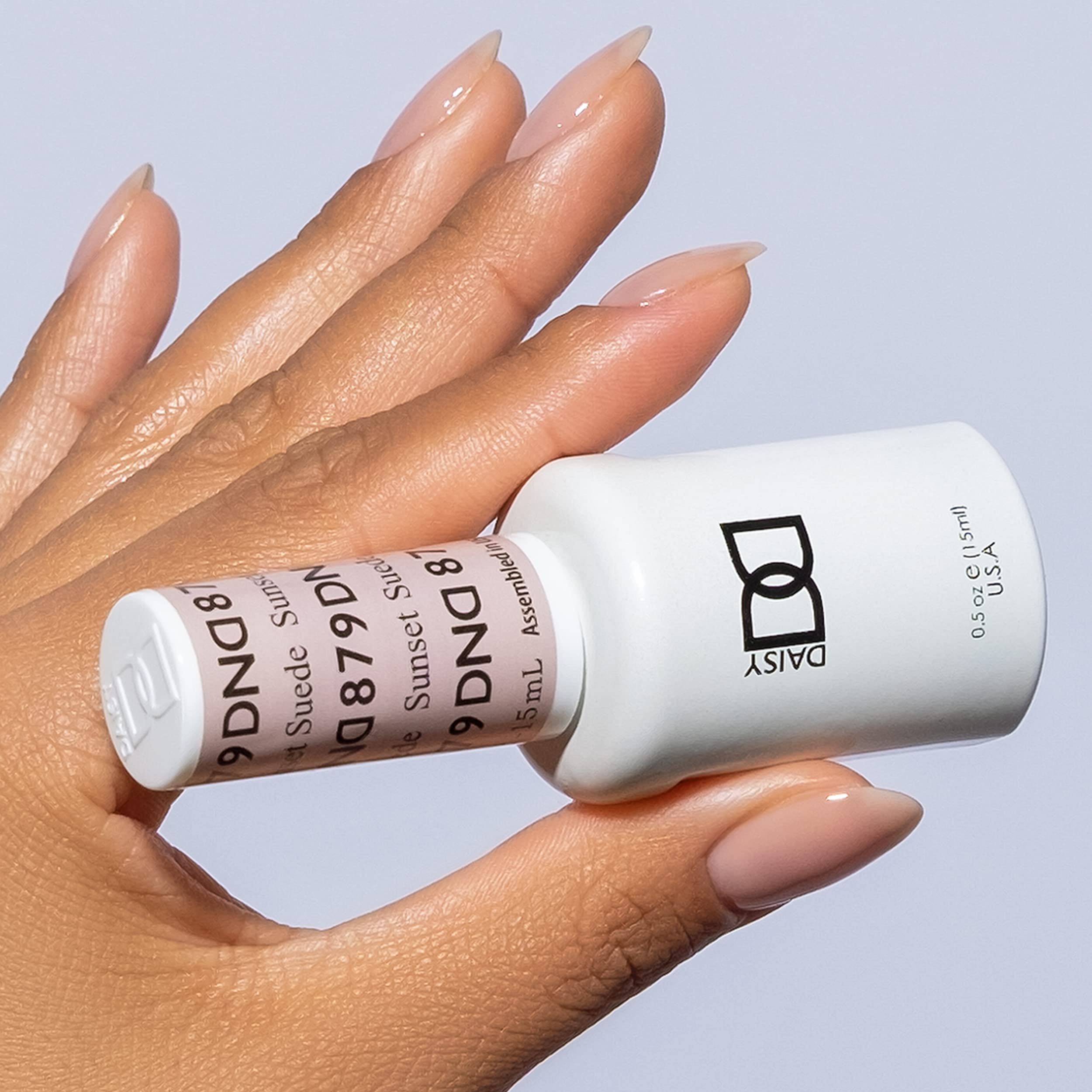 DAISY DND Gel Polish Set – Sunset Suede 879, Sheer Collection, Chip-Free Duo, 0.5 fl oz Each
