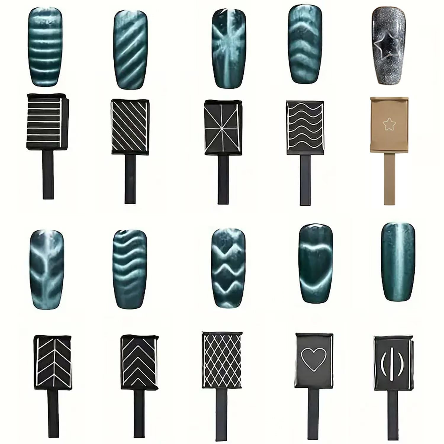 DAIXIANGER 73-Piece Cat Eye Nail Magnet Set – Multi-Shape Gel Nail Art Tools