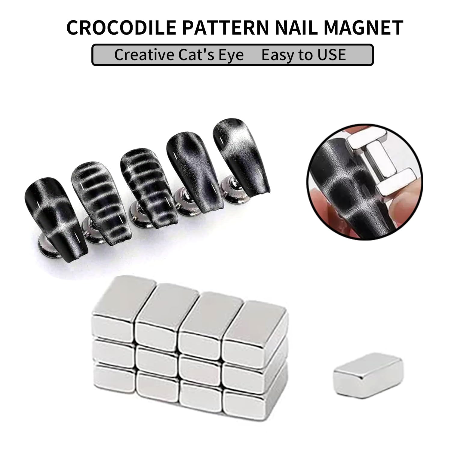 DAIXIANGER 73-Piece Cat Eye Nail Magnet Set – Multi-Shape Gel Nail Art Tools