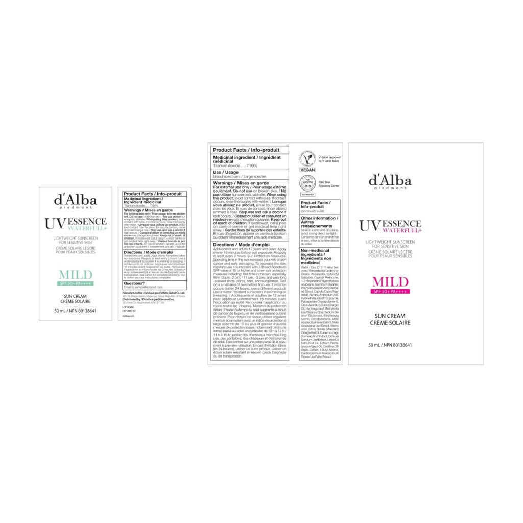 d'alba Piedmont Truffle Waterfull Sunscreen SPF58 PA++++ | Vegan Mineral, Gentle Finish