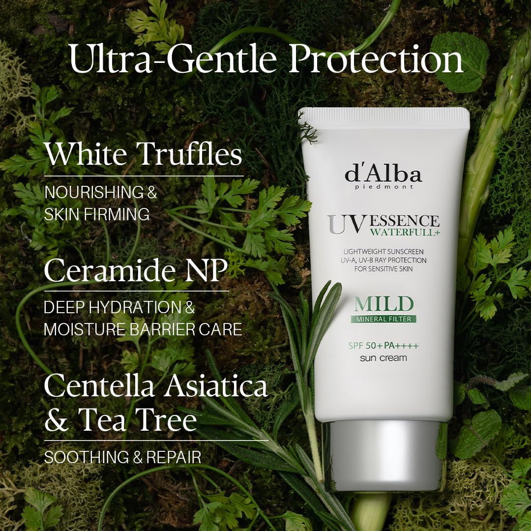 d'alba Piedmont Truffle Waterfull Sunscreen SPF58 PA++++ | Vegan Mineral, Gentle Finish