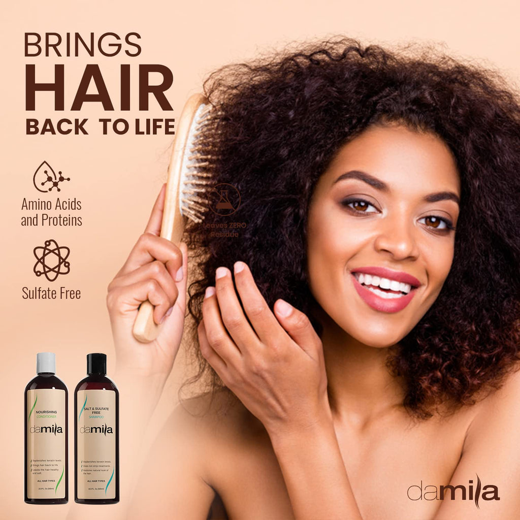 Damila Salt & Sulfate Free Shampoo & Conditioner for Keratin & Color-Treated Hair – 33.8 oz