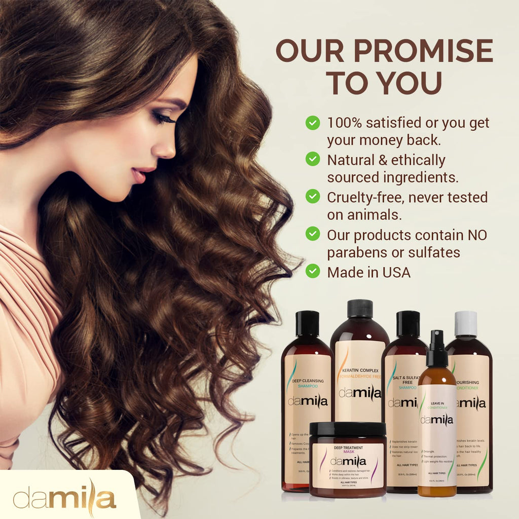 Damila Salt & Sulfate Free Shampoo & Conditioner for Keratin & Color-Treated Hair – 33.8 oz