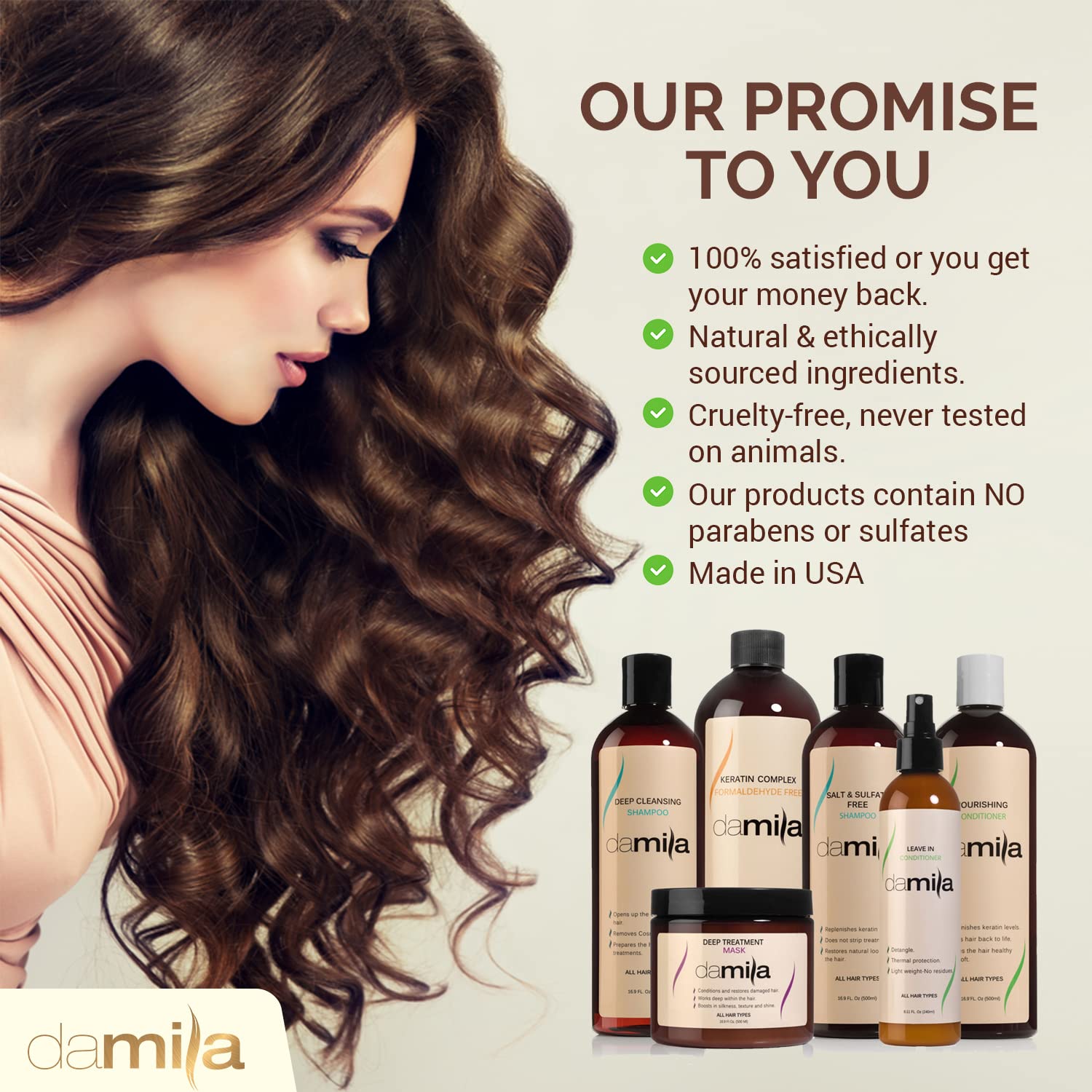 Damila Salt & Sulfate Free Shampoo & Conditioner for Keratin & Color-Treated Hair – 33.8 oz