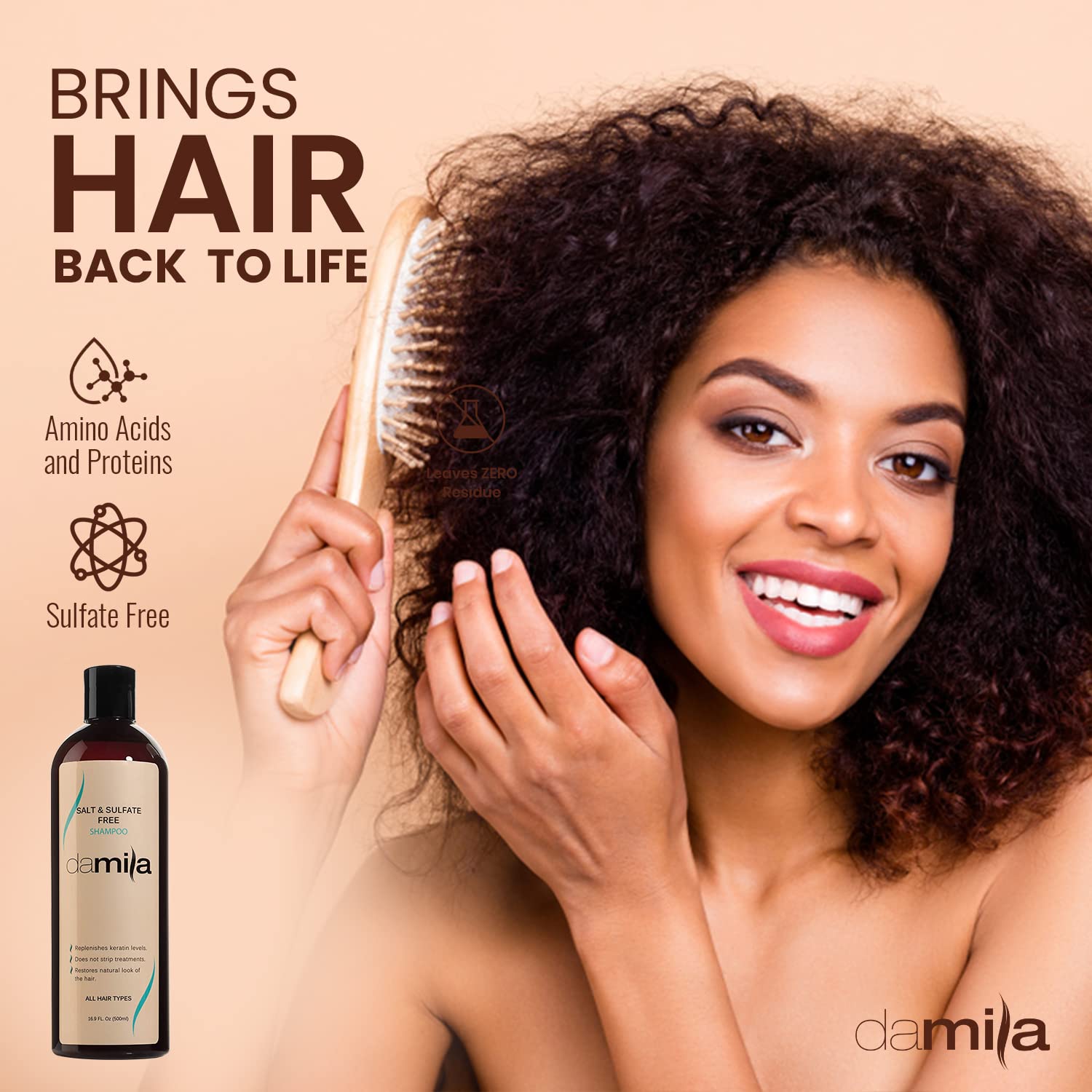 damila Salt & Sulfate Free Shampoo for Keratin & Color-Treated Hair – 33.8 fl oz