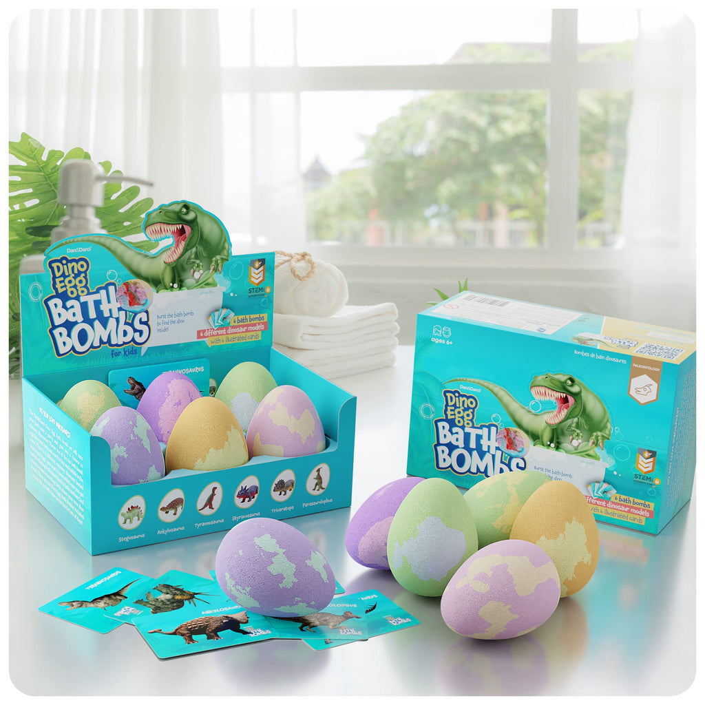 Dan&Darci Dino Egg Bath Bombs for Kids (Ages 6–8) – Surprise Inside Dinosaur Toys