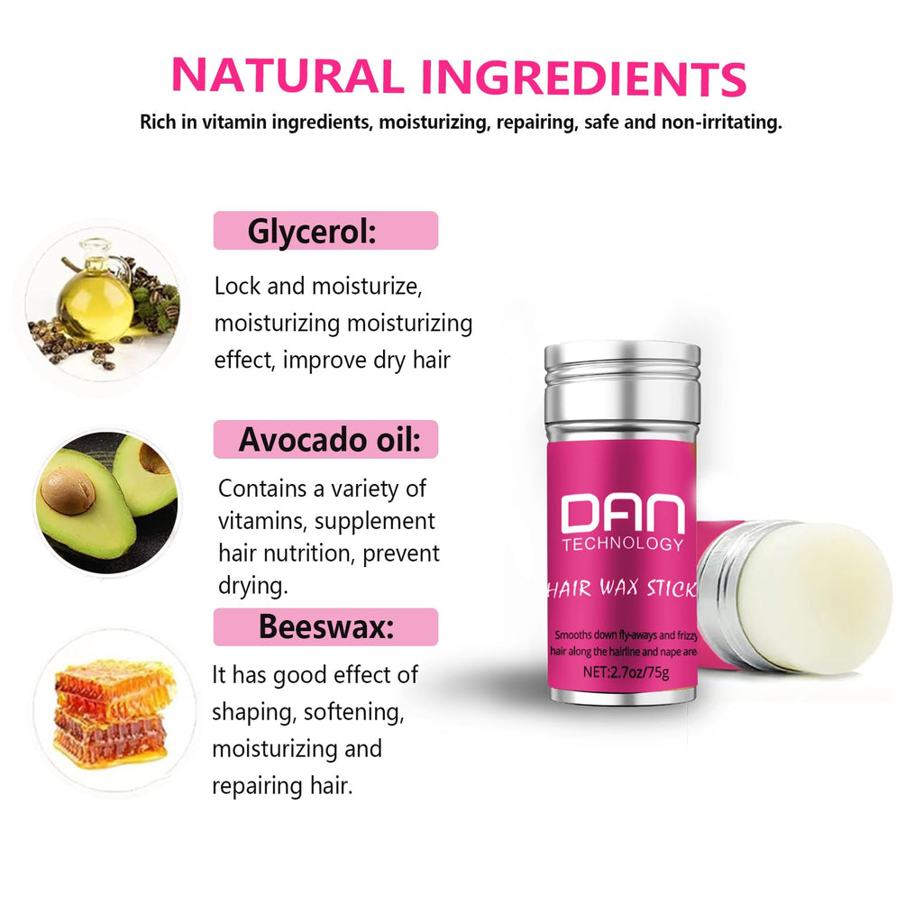 DAN Technology Hair Wax Stick for Women – Smoothing Flyaways & Frizz Control (2.7 oz)