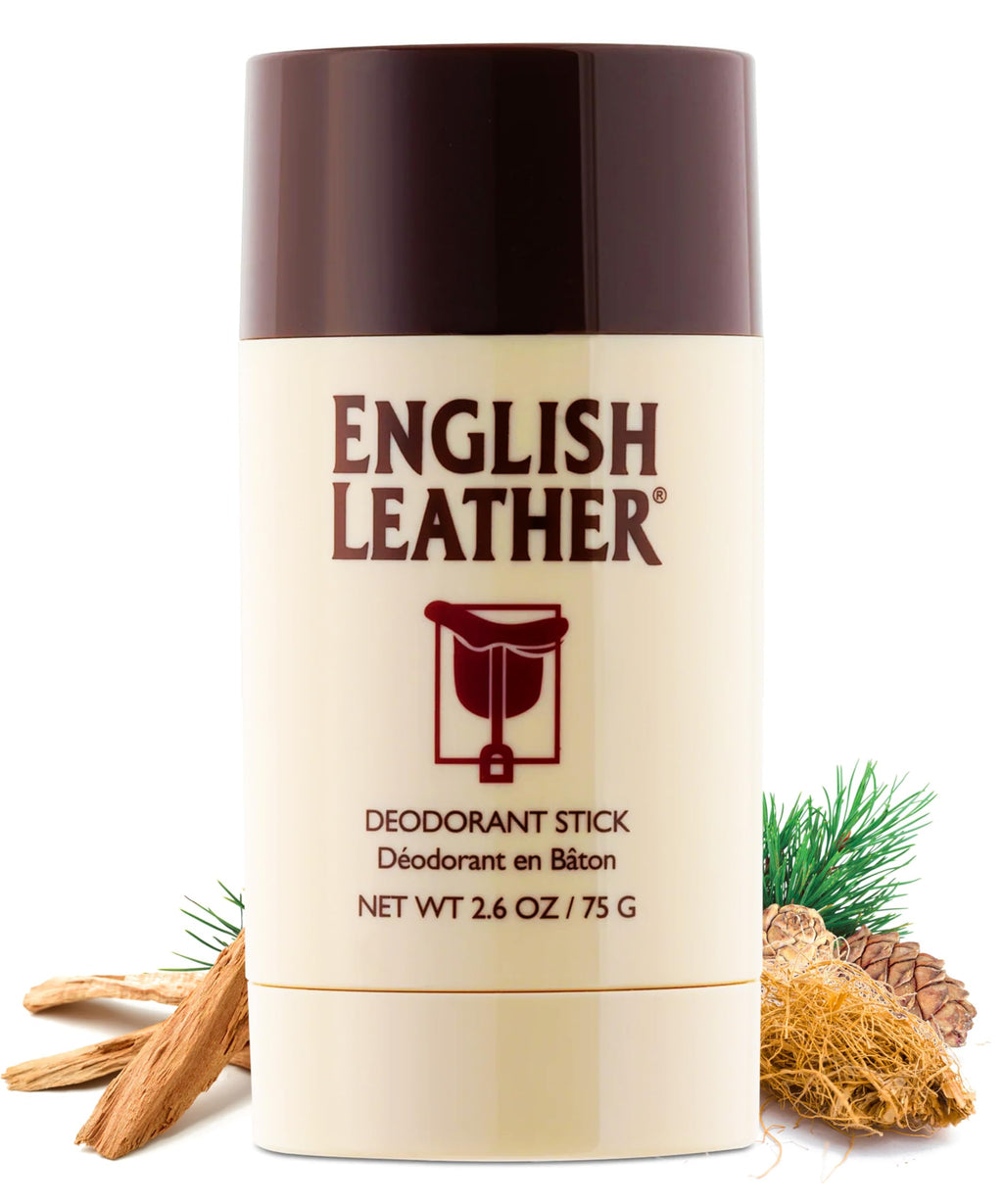 Dana English Leather Deodorant for Men — Classic Citrus, Aromatic & Woody Scent (2.6 oz)