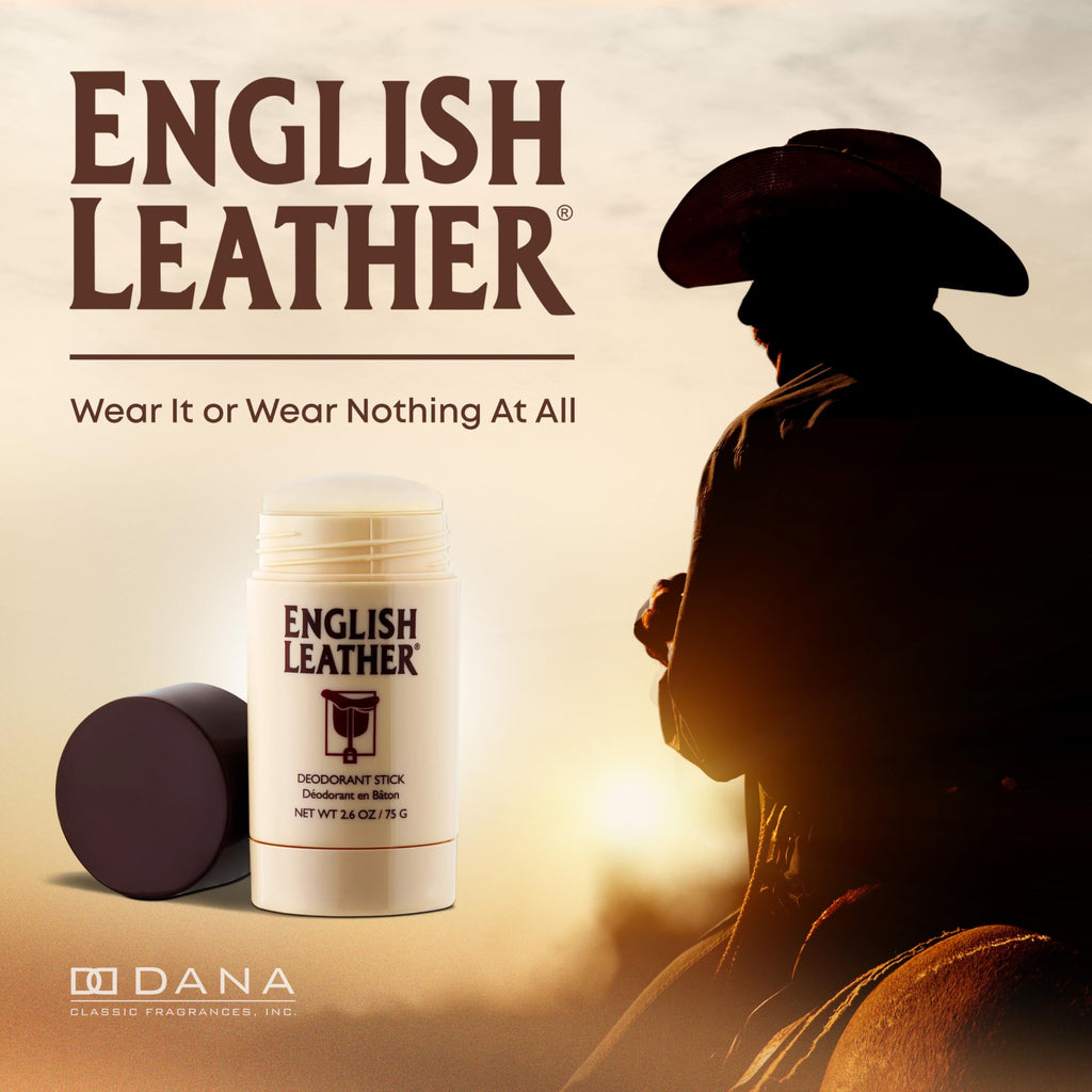 Dana English Leather Deodorant for Men — Classic Citrus, Aromatic & Woody Scent (2.6 oz)