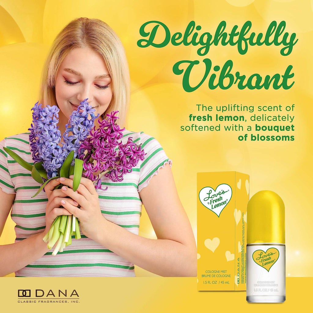 Dana Love's Fresh Lemon Cologne Mist – 1.5 Fl Oz | Invigorating Citrus Scent for Women