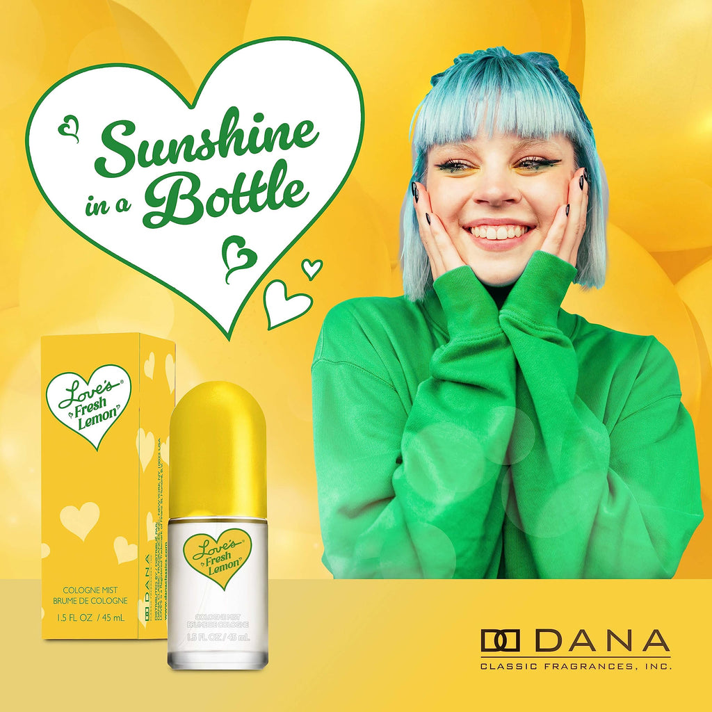 Dana Love's Fresh Lemon Cologne Mist – 1.5 Fl Oz | Invigorating Citrus Scent for Women
