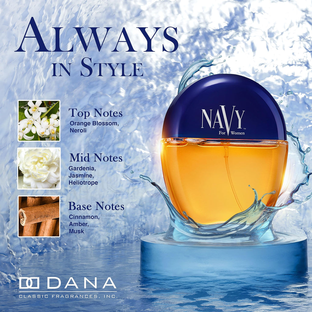 Dana Navy Cologne Spray for Women – 1.5 oz | Fresh White Floral Perfume