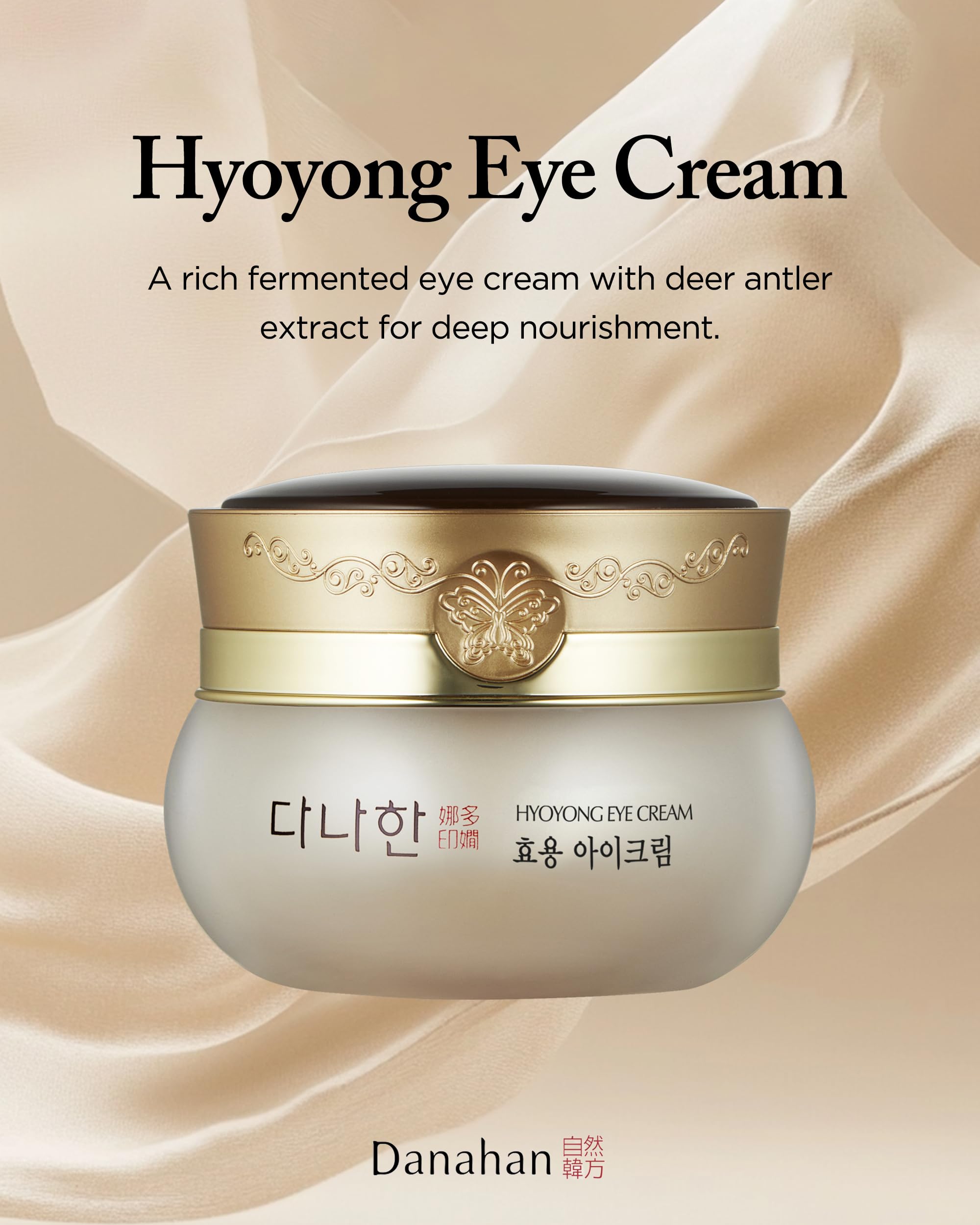 Danahan Hyoyong Fermented Hanbang Eye Cream – Double Size 1.01 oz, Anti-Aging & Brightening