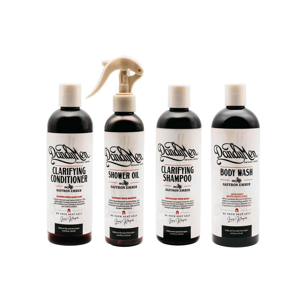 DandyMen Saffron Ember Shower Set – Shampoo, Conditioner, Body Wash & Shower Oil