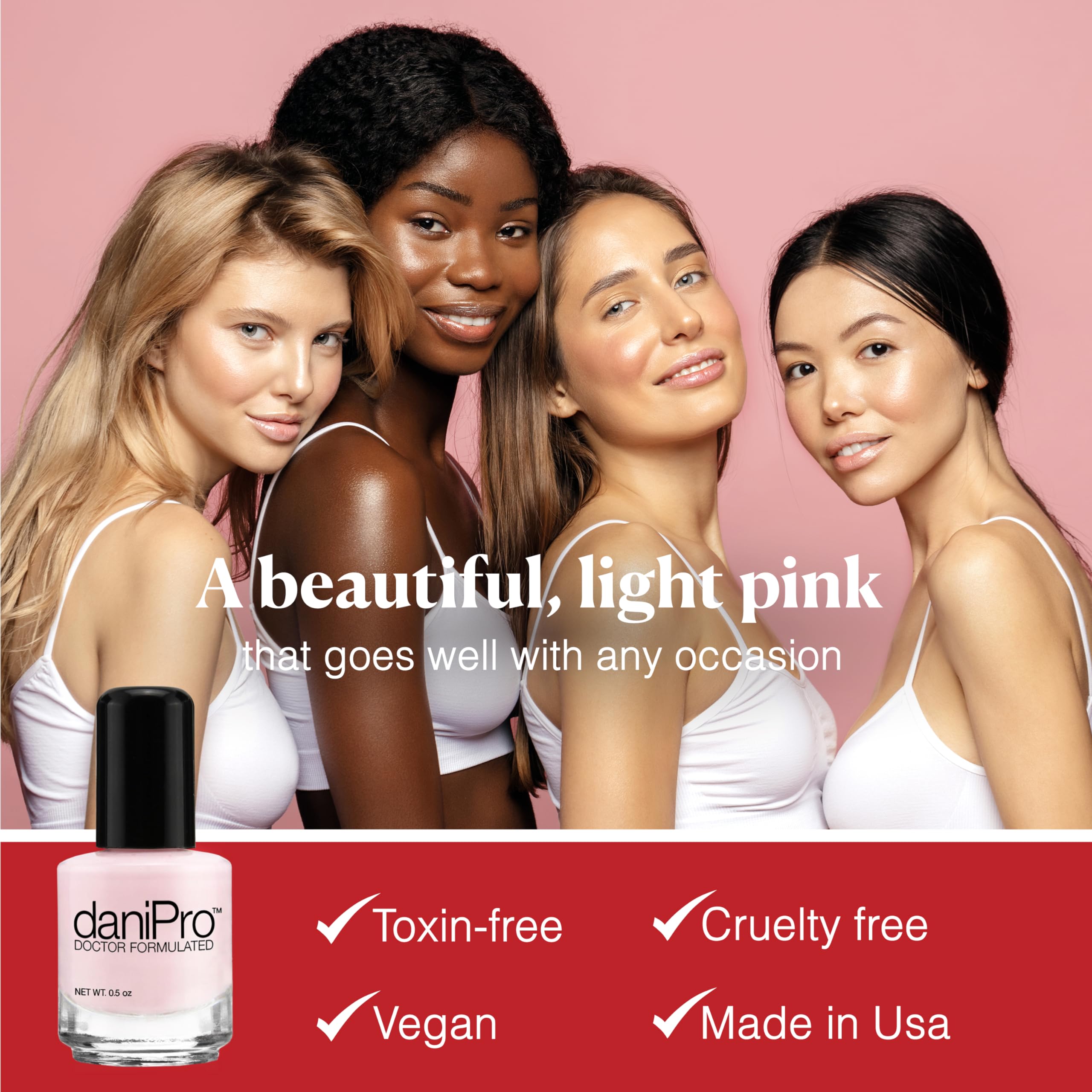 daniPro Love is All Pink Nail Polish – 0.5 oz with Biotin & Vitamins A & E | Vegan, 10-Free, USA Made