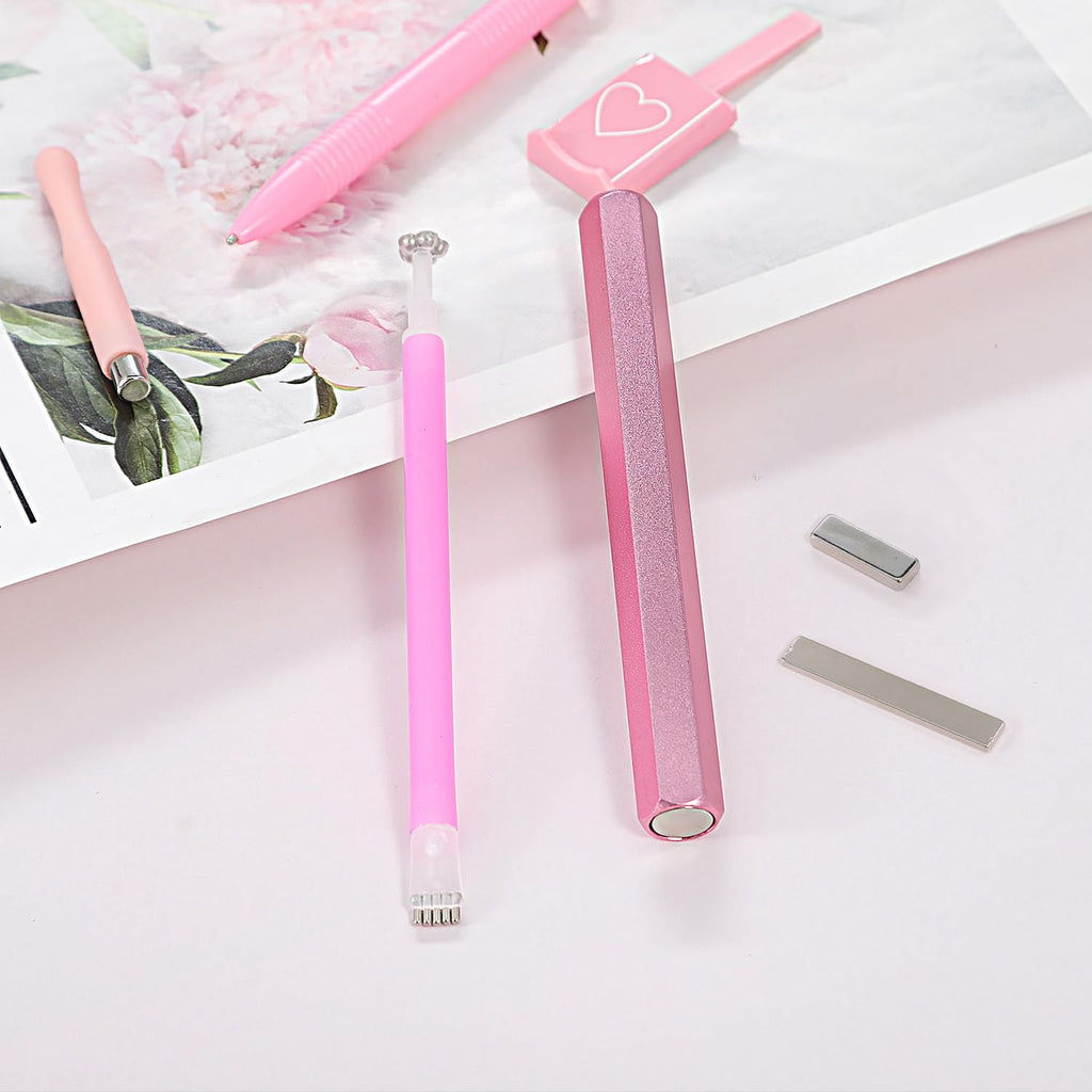 DANNEASY 15pcs Cat Eye Nail Magnet Set – Pink Wand for Gel Polish Nails