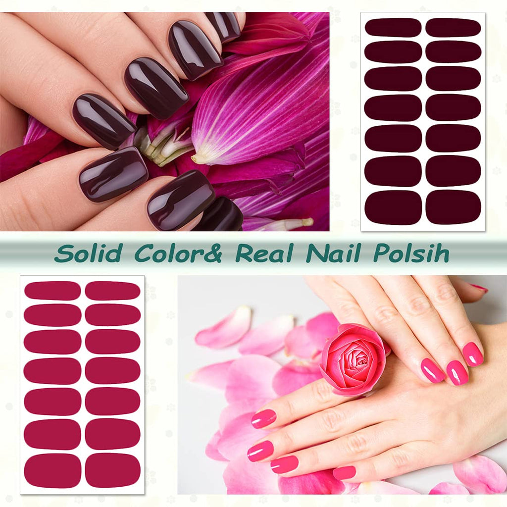 DANNEASY Nail Polish Strips Glitter - 24 Self-Adhesive Nail Wraps + Nail File & Cuticle Stick