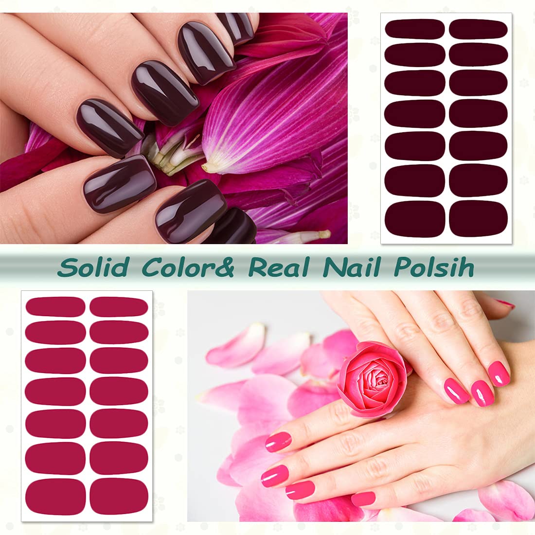 DANNEASY Nail Polish Strips Glitter - 24 Self-Adhesive Nail Wraps + Nail File & Cuticle Stick