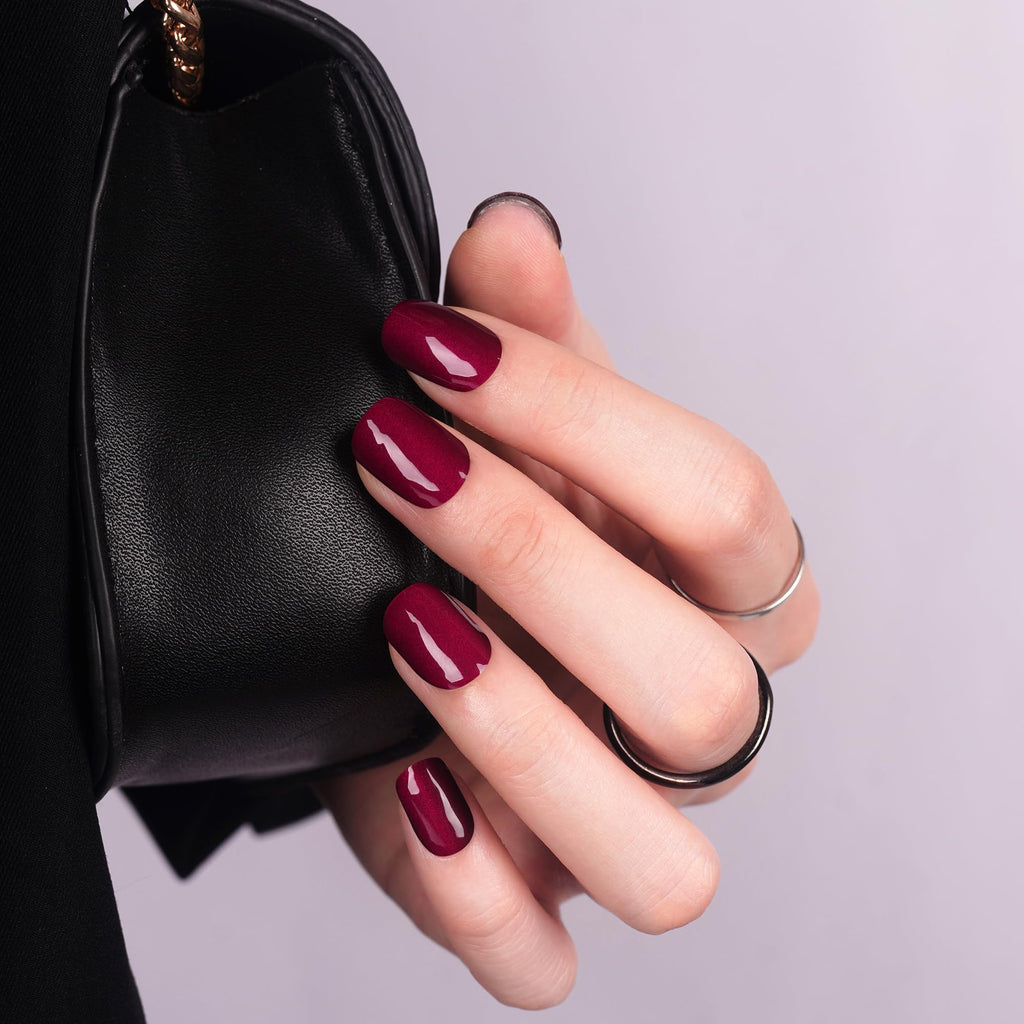 DANNI & TONI Semi Cured Gel Nail Strips – Black Red Gradient Cat Eye | Crimson Eclipse