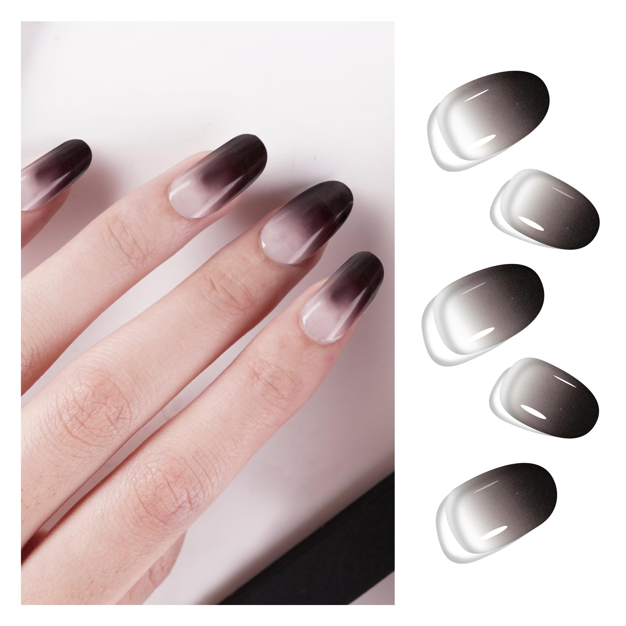 DANNI & TONI Semi Cured Gel Nail Strips – Black Transparent Ombre