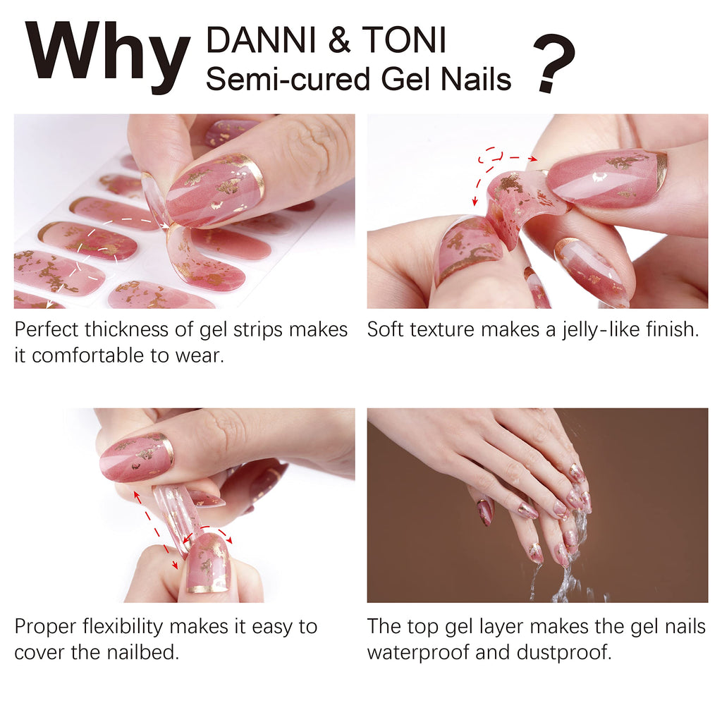 DANNI & TONI Semi Cured Gel Nail Strips - Classic French White Tips