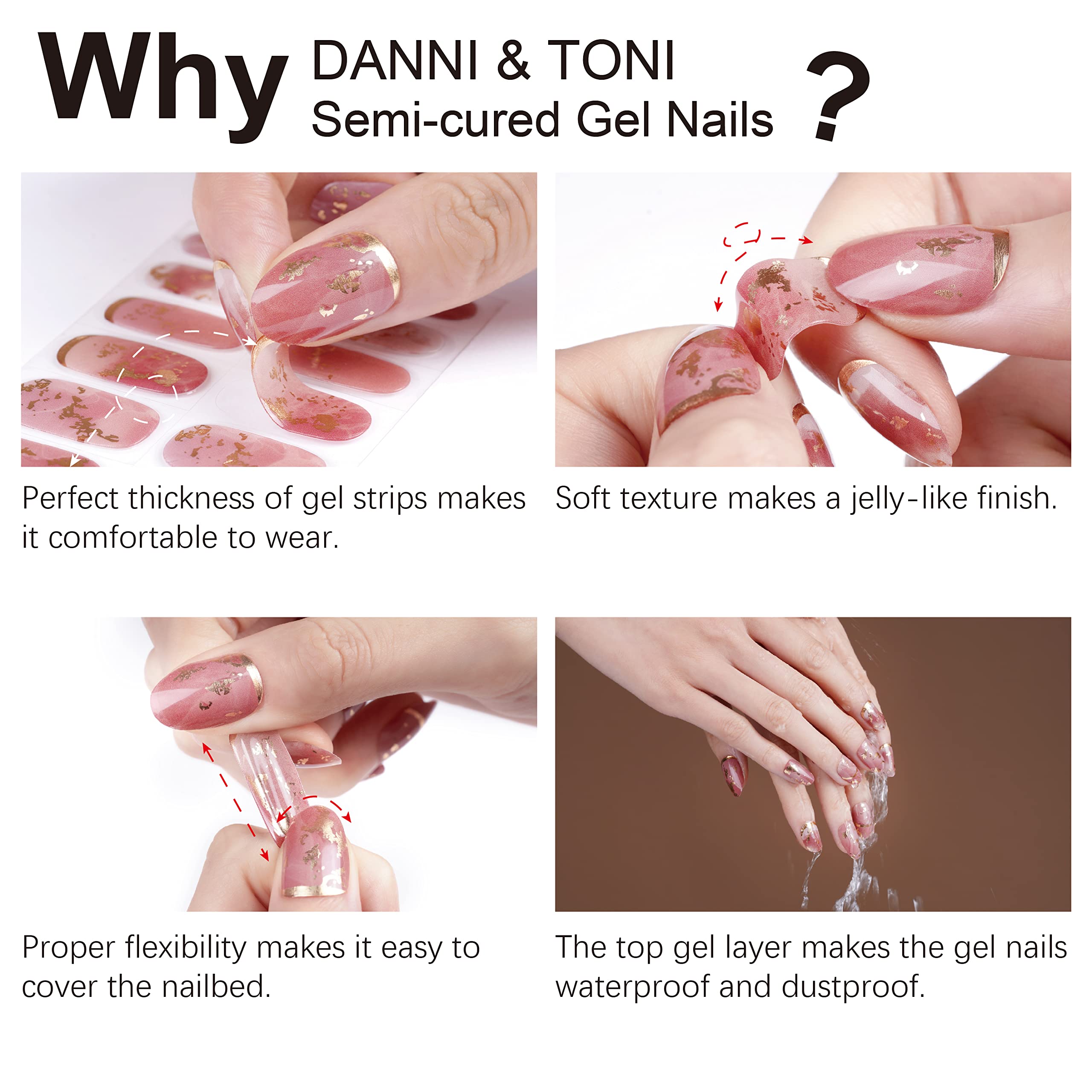 DANNI & TONI Semi Cured Gel Nail Strips - Classic French White Tips