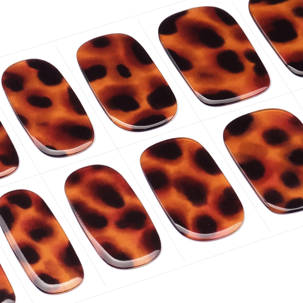 DANNI & TONI Semi-Cured Gel Nail Wraps – Cheetah Print Leopard, 28 Nails | Tortoise Glow
