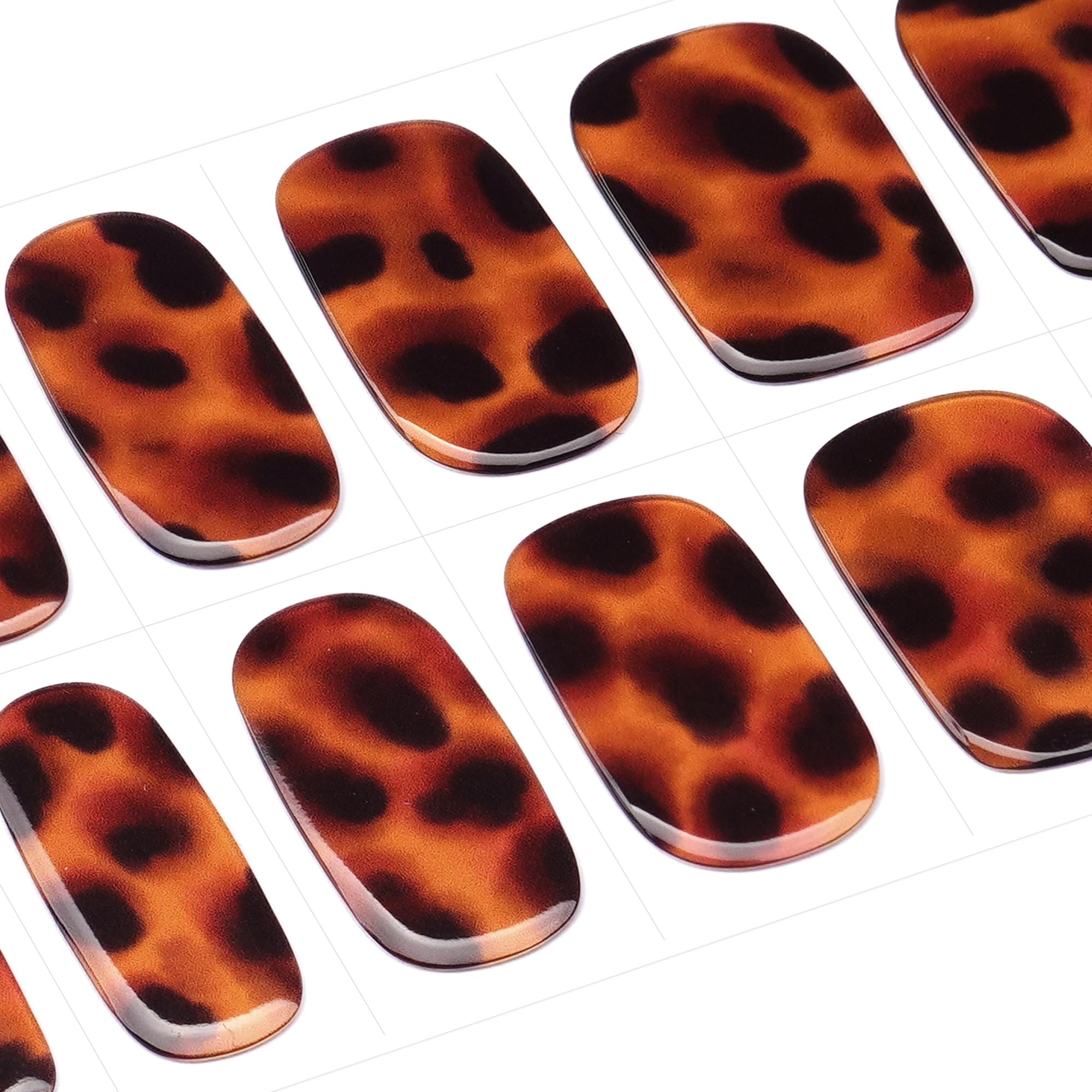 DANNI & TONI Semi-Cured Gel Nail Wraps – Cheetah Print Leopard, 28 Nails | Tortoise Glow