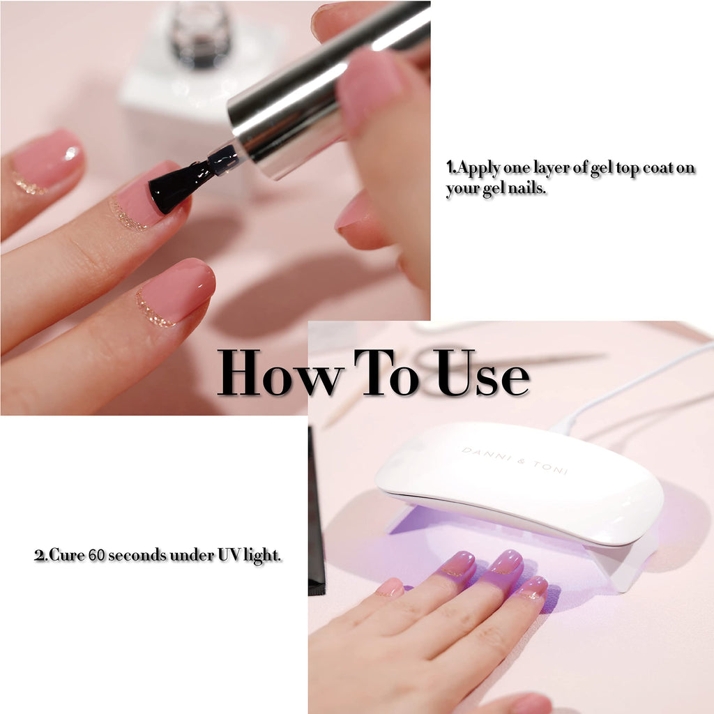 DANNI & TONI 8ml Glossy Gel Top Coat – High Shine, Long-Lasting Finish (UV/LED)