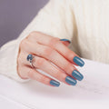 DANNI & TONI Indigo Semi-Cured Gel Nail Strips - Blue Glossy Nail Wraps (28 pcs)