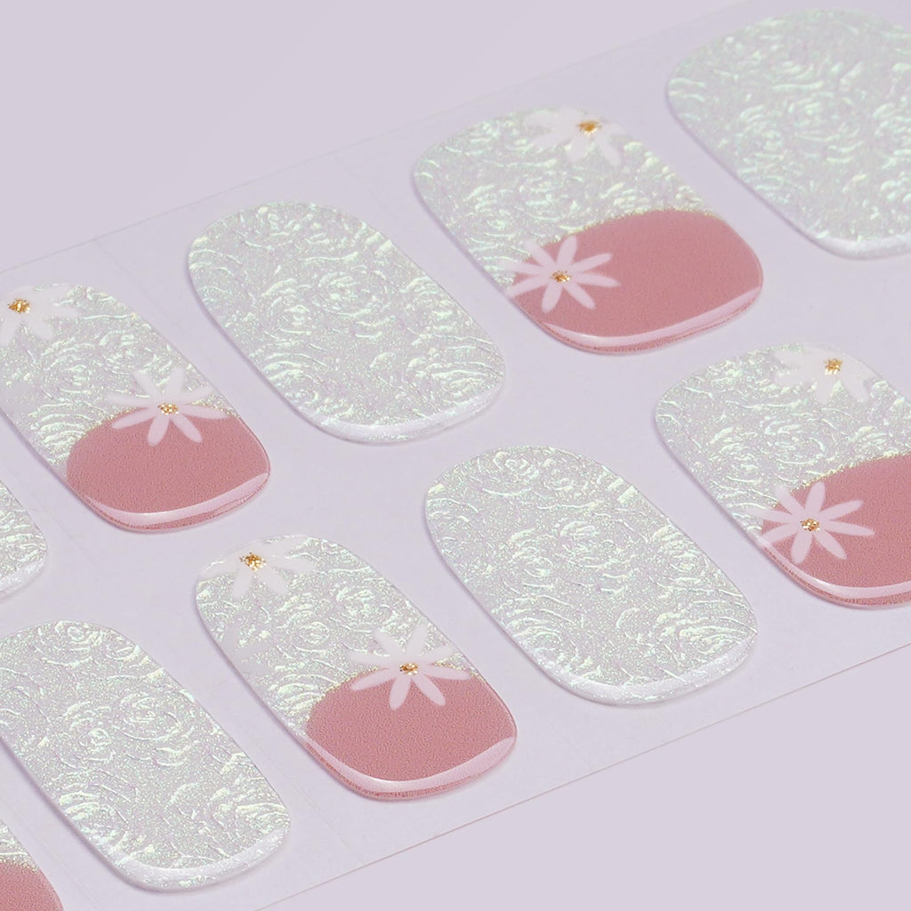 DANNI & TONI Floral Aurora Gel Nail Wraps – 28 Semi-Cured Strips