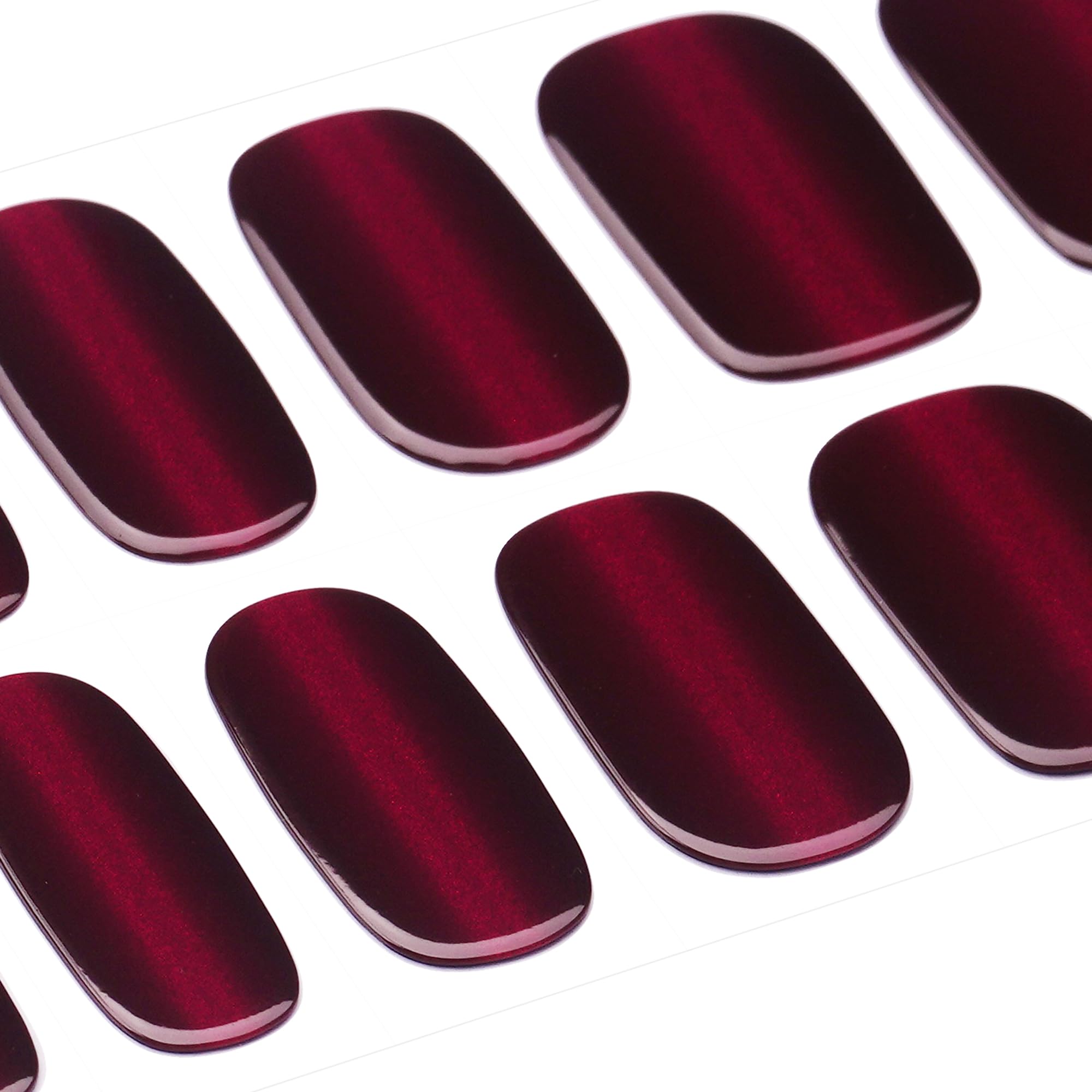 DANNI & TONI Semi Cured Gel Nail Strips – Black Red Gradient Cat Eye | Crimson Eclipse