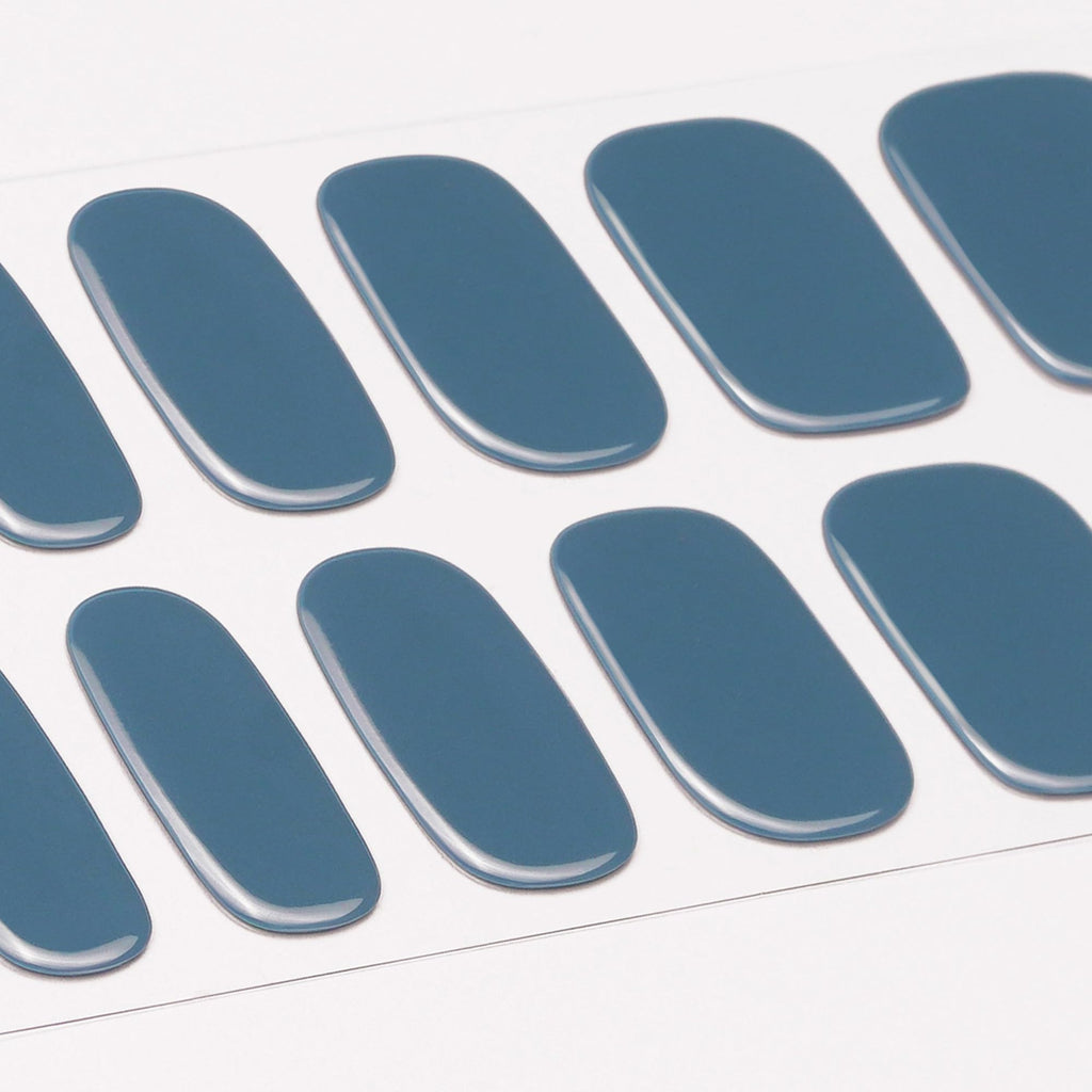 DANNI & TONI Indigo Semi-Cured Gel Nail Strips - Blue Glossy Nail Wraps (28 pcs)