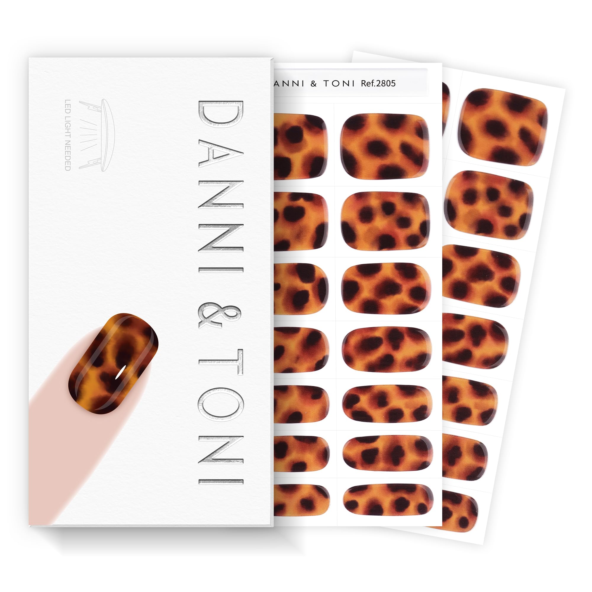 DANNI & TONI Semi-Cured Gel Nail Wraps – Cheetah Print Leopard, 28 Nails | Tortoise Glow