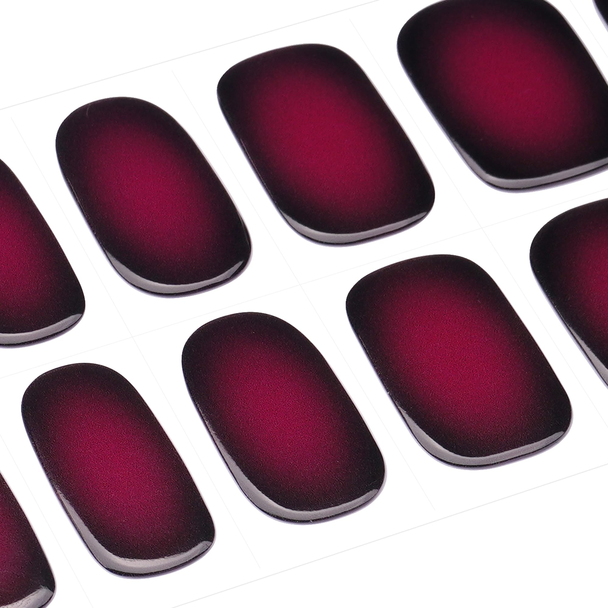 DANNI & TONI Semi Cured Gel Nail Strips – Black Wine Red Ombre | Midnight Velvet